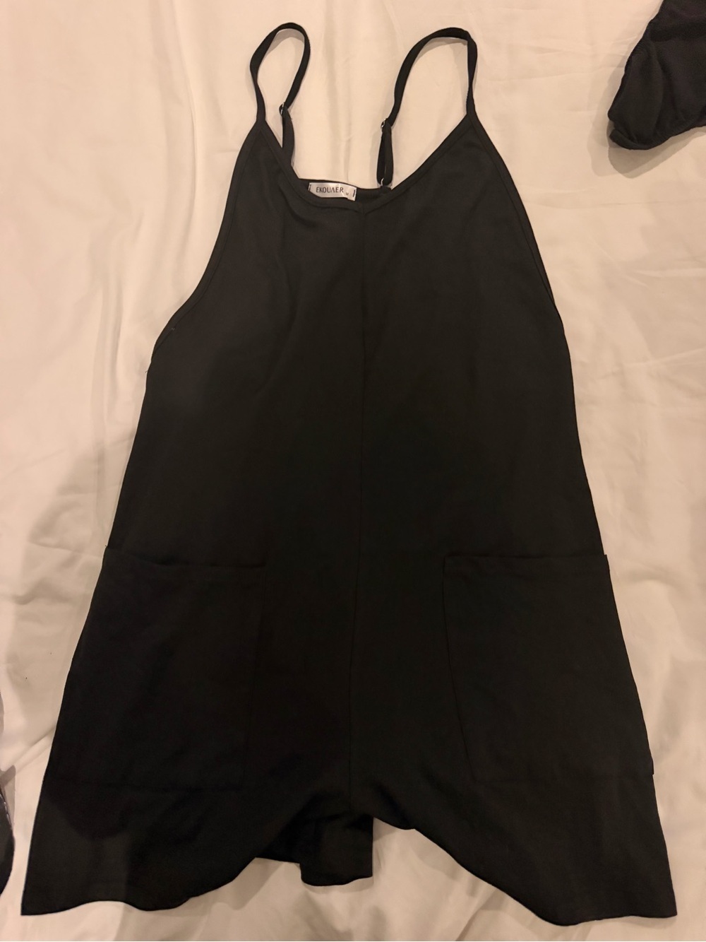 Black One-Piece Romper with Pockets